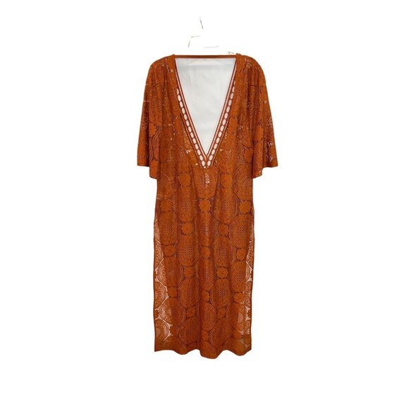 Chelsea28 Brown Orange Boho Lace Cover-Up Maxi Dress  NWT - Size M - Picture 2 of 6